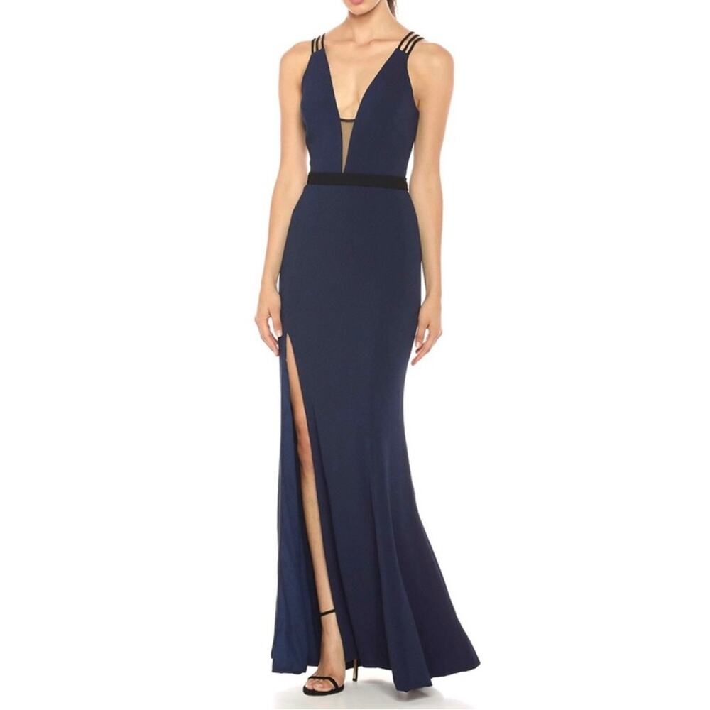 NEW Dress The Population Lana Sleeveless Plunging Strappy Side Slit Gown XXL